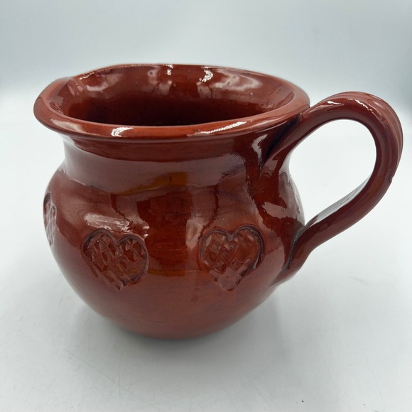 Ned Foltz Signed Pottery Pitcher 1985 Red Heart Studio Art 5" - Picture 3 of 9
